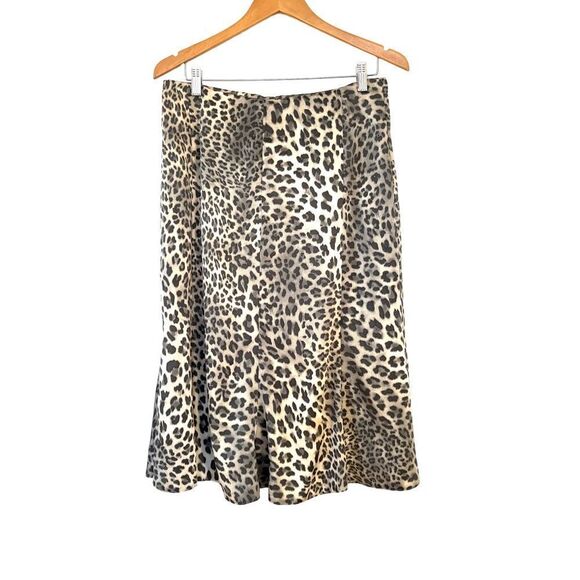 Lucia Leopard Print Silk-like A-Line Midi Skirt - Picture 7 of 8